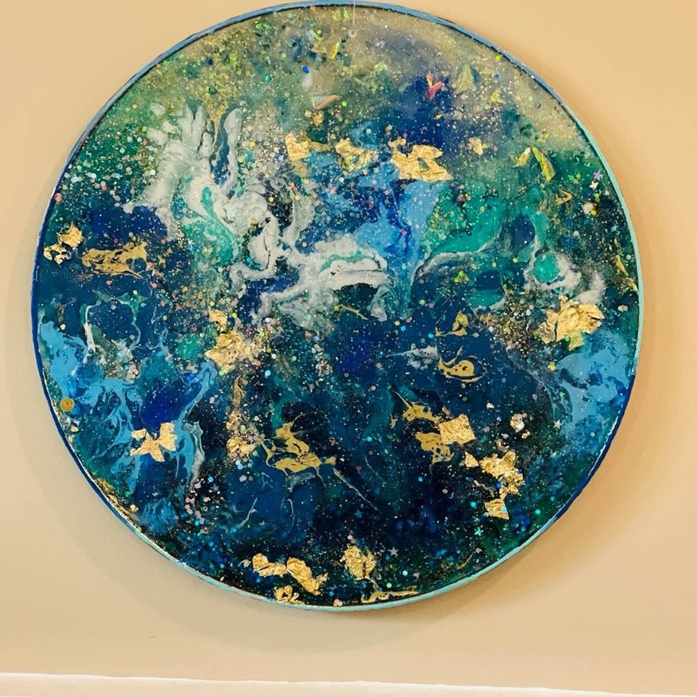 Abstract Blue and Green Wall Art - Picture 2 of 5